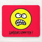 Cursed Computer Funny Angry Face en Cuss Words Muismat (Voorkant)
