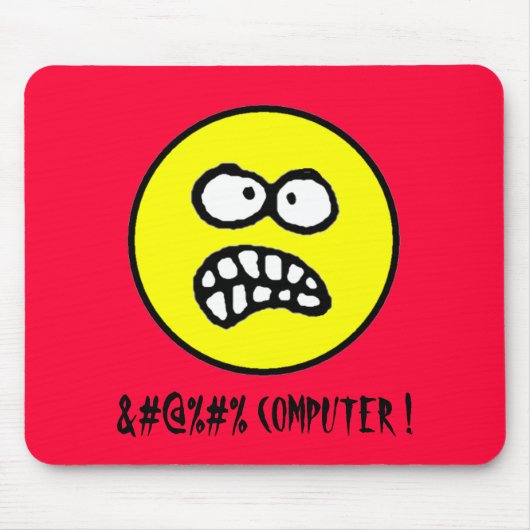 Cursed Computer Funny Angry Face en Cuss Words Muismat (Voorkant)
