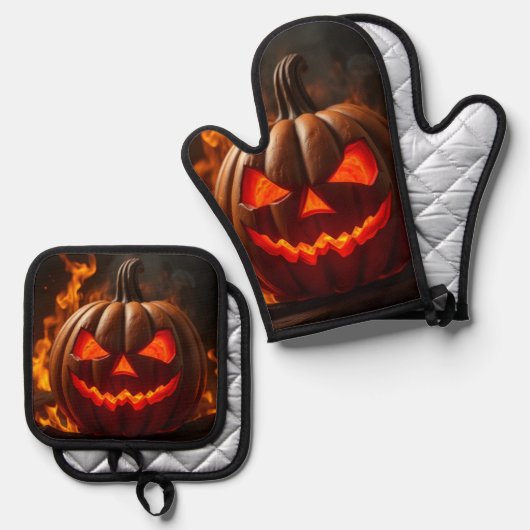 Cursed Jack-O-Lantern Hellfire Oven Mitt Set (Voorkant / Achterkant)