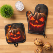 Cursed Jack-O-Lantern Hellfire Oven Mitt Set (Top down)