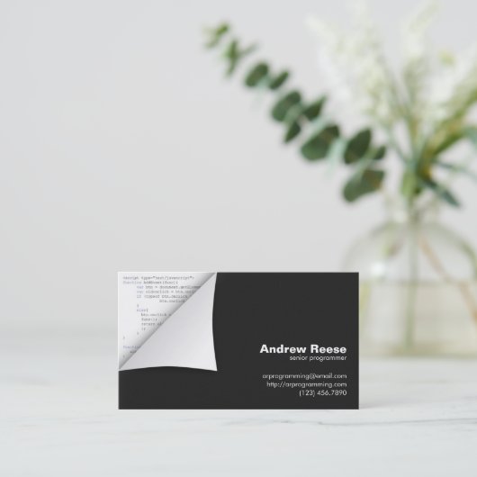 Curset hoek met programmacode - Javascript Visitekaartje (Staand voorkant)