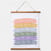 Cursief alfabet esthetische kleuren penseelstreken hangend wandkleed (Voorkant)