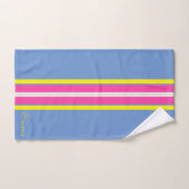 Cursief blauw geel en warm roze gestreept bad handdoek (Handdoek)