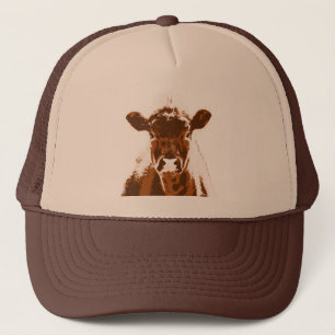 Cursief Boerderij met bruine Koe Trucker Pet