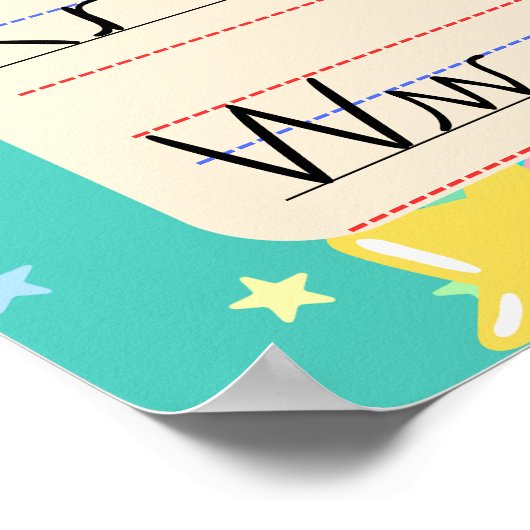 Cursief Engels alfabet - Retro Pop Poster (Hoek)