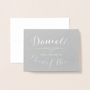 Cursief Gepersonaliseerd Wil Je Mijn Maid Of Honor Folie Kaarten