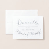 Cursief Gepersonaliseerd Wil Je Mijn Maid Of Honor Folie Kaarten (Voorkant met envelop)