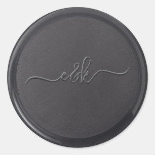 Cursief Initiaal zwarte waszegel Ronde Sticker