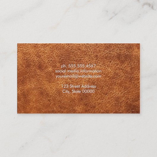 Cursief lettertype | Achtergrond bruine textuur Visitekaartje (Achterkant)