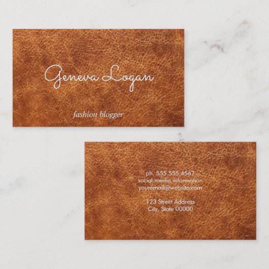 Cursief lettertype | Achtergrond bruine textuur Visitekaartje (Voorkant / Achterkant)
