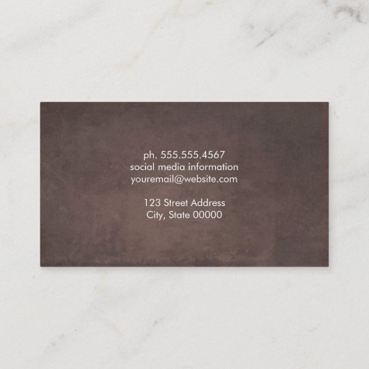 Cursief lettertype | Bruine textuur achtergrond Visitekaartje (Achterkant)