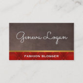 Cursief lettertype | Bruine textuur Rood opgevuld Visitekaartje (Voorkant)