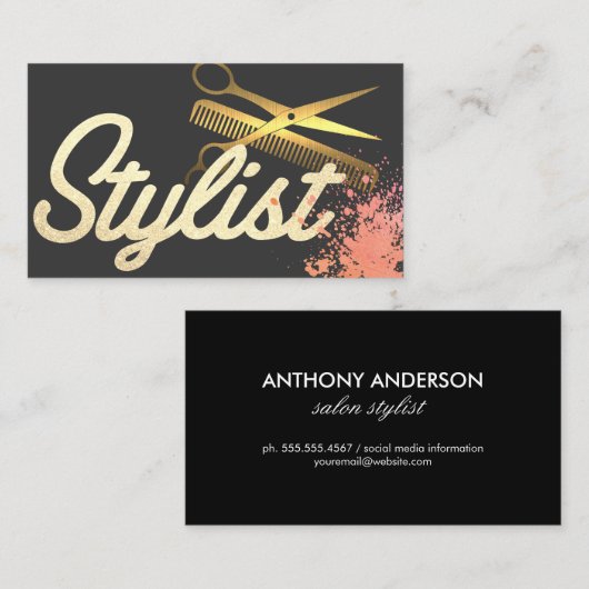 Cursief lettertype | goudschaar | creatief visitekaartje (Voorkant / Achterkant)