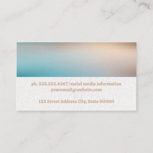 Cursief lettertype | Leder | Glastextuur Visitekaartje (Achterkant)