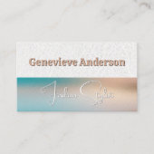 Cursief lettertype | Leder | Glastextuur Visitekaartje (Voorkant)