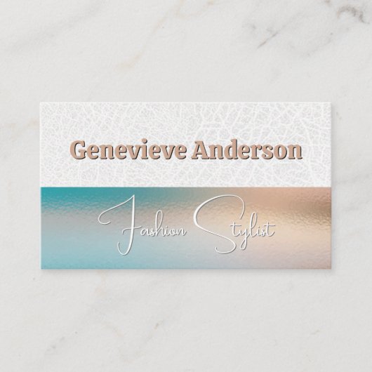 Cursief lettertype | Leder | Glastextuur Visitekaartje (Voorkant)