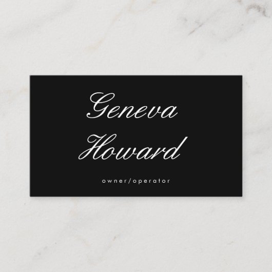 Cursief lettertype | Minimalistische Zwart Visitekaartje (Voorkant)