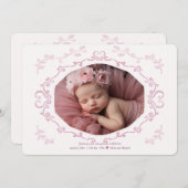 Cursief Lijst Fotogeboorteaankondiging Kaart (Voorkant / Achterkant)
