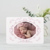 Cursief Lijst Fotogeboorteaankondiging Kaart (Staand voorkant)