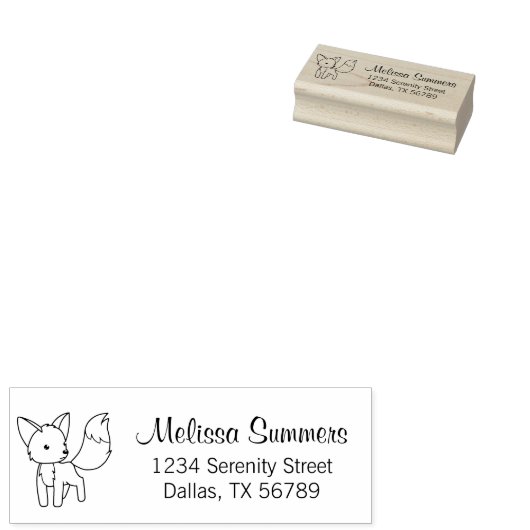 Cursief Little Fox-adres Rubberstempel (Gestempeld)