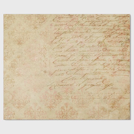 Cursief Manuscript en Filigree op Tan Cadeaupapier (Vlak)