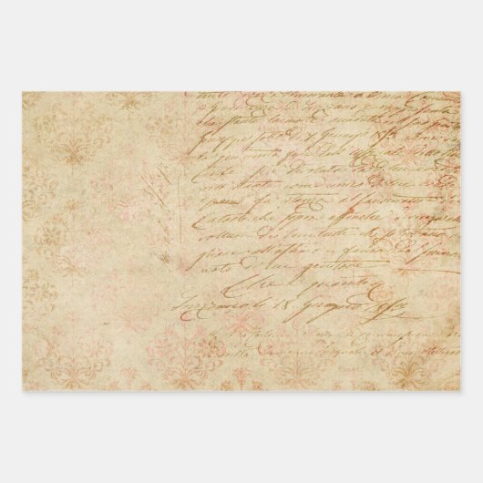 Cursief Manuscript en Filigree op Tan Inpakpapier Vel (Voorkant)