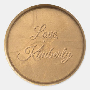 Cursief met Antiek goudwaszegel voor de liefhebber Ronde Sticker