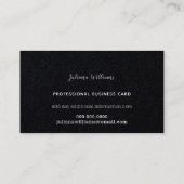 Cursief modern handschrift professioneel zwart visitekaartje (Achterkant)