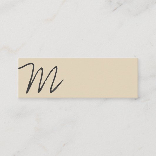 Cursief monogram | Asymmetrisch (beige) Mini Visitekaartje (Voorkant)