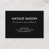 Cursief monogram | Asymmetrisch (zwart) Visitekaartje (Achterkant)