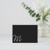 Cursief monogram | Asymmetrisch (zwart) Visitekaartje (Staand voorkant)