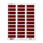 Cursief Monogram Bourgogne Retouradreslabel Etiket (Full Sheet)