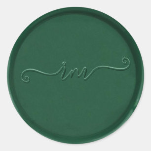 Cursief monogram Forest Green Wax Seal Sticker