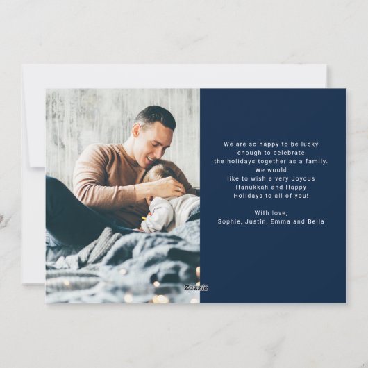 Cursief Multi Foto Raster | Prettig Hanukkah Feestdagenkaart (Achterkant)