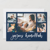 Cursief multi-fotogrid | Prettig Hanukkah Feestdagenkaart (Voorkant)