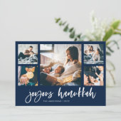 Cursief multi-fotogrid | Prettig Hanukkah Feestdagenkaart (Staand voorkant)