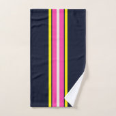 Cursief Navy Geel En Hot Pink Gestreept  Bad Handdoek (Handdoek)