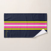 Cursief Navy Geel En Hot Pink Gestreept  Bad Handdoek (Handdoek)