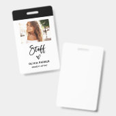 Cursief Personeel | Foto en Handgetekend Hart Badge (Voor- en achterkant)