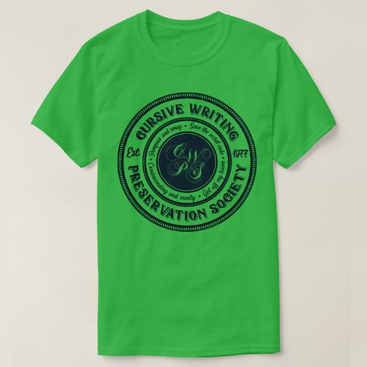 Cursief schrijvende boekenboekingsvereniging t-shirt (Design voorkant)