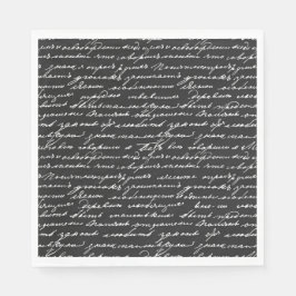 Cursief schrijver artikel zwart wit servet