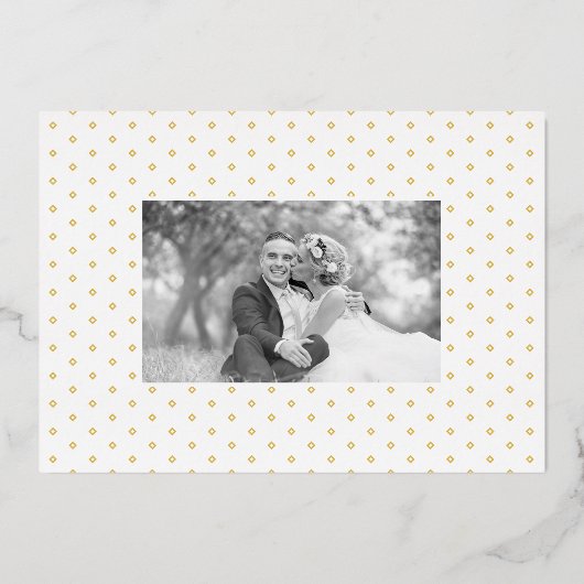 Cursief script Dankuwel acht foto-inklage goud Folie Feestdagenkaart (Achterkant)