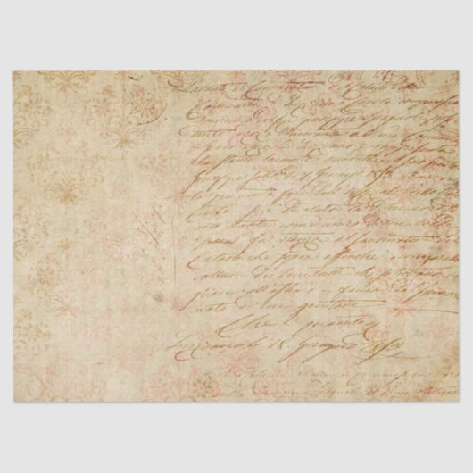 Cursief script en Filigree op Tan-decoupage Tissuepapier (Voorkant)