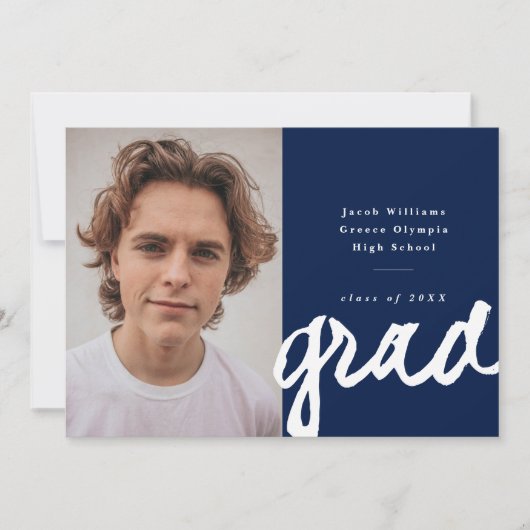 Cursief script grad | Eenvoudige foto afstuderen Aankondiging (Voorkant)