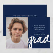 Cursief script grad | Eenvoudige foto afstuderen Aankondiging (Voorkant / Achterkant)