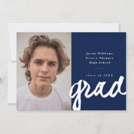 Cursief script grad | Eenvoudige foto afstuderen Aankondiging