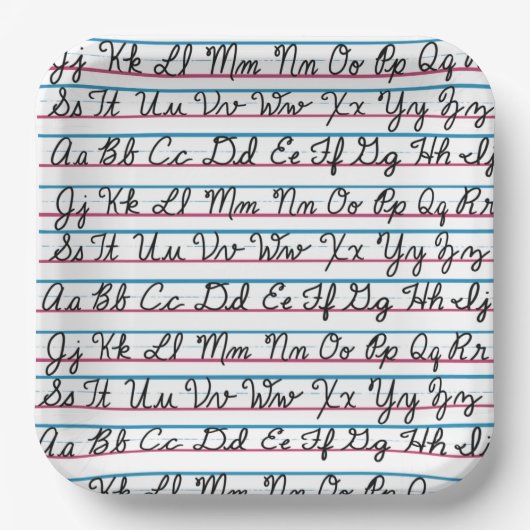 Cursief script handschrift leren Terug naar school Papieren Bordje (Voorkant)