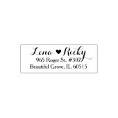 Cursief Script Heart Monogram Retouradres Zelfinktende Stempel (Design)