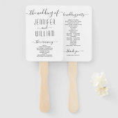 Cursief script kalligrafie bruiloft programma handwaaier (Voorkant en achterkant)