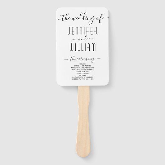 Cursief script kalligrafie bruiloft programma handwaaier (Voorkant)